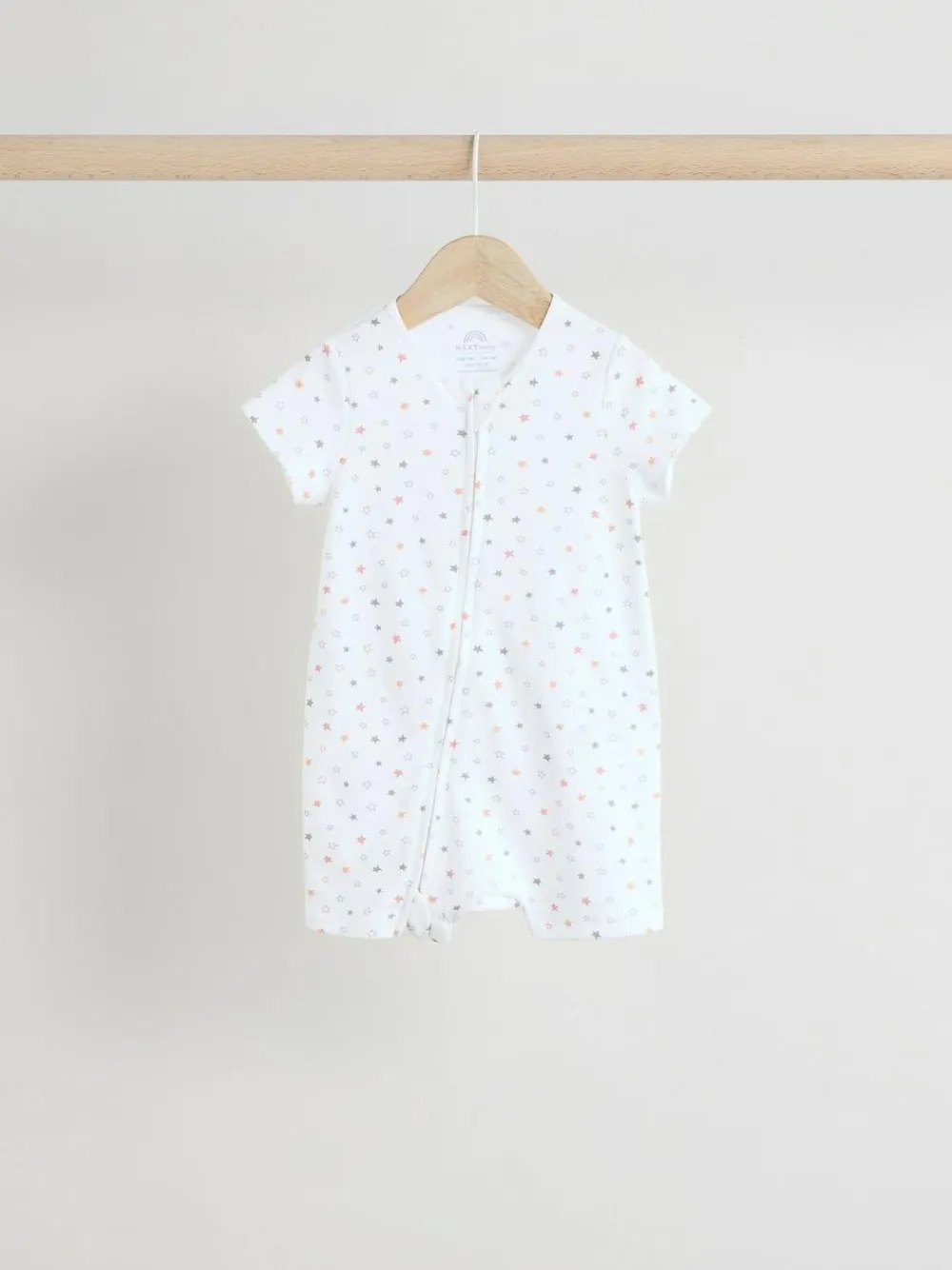Next White 100% Cotton Two Way Zip Romper Sleepsuits 3 Pack (0mths-3yrs)^BOY Unisex|Nightwear