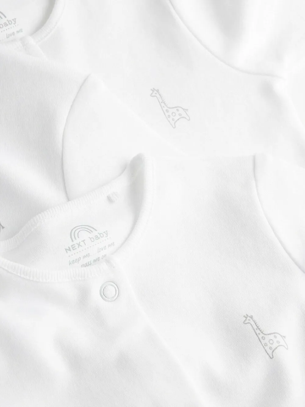 Best Next White 3 Pack 100% Cotton Baby Sleepsuits (0-18mths)