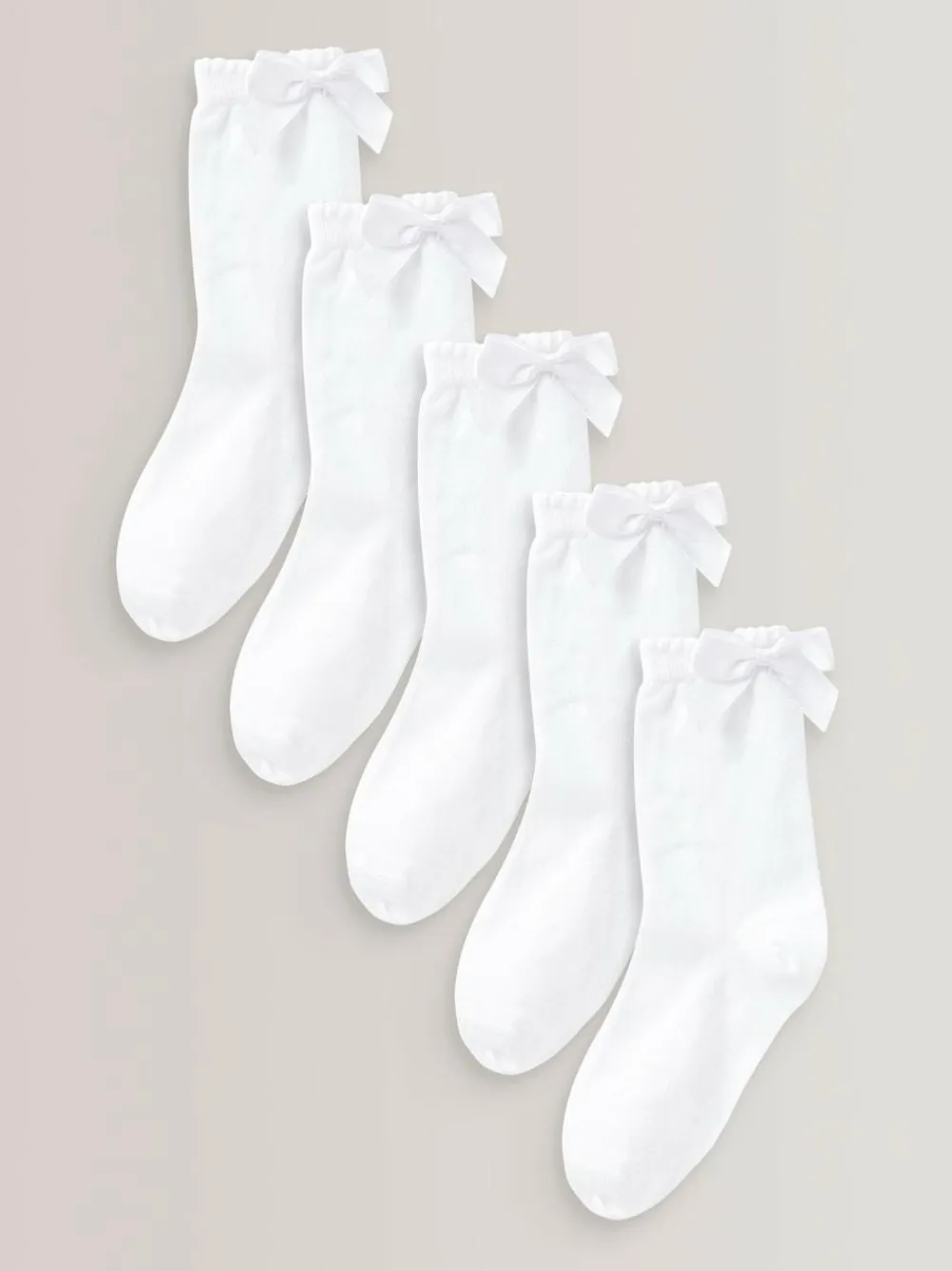 Next White 5 Pack Cotton Rich Bow Ankle School Socks^ Socks & Tights|Socks & Tights