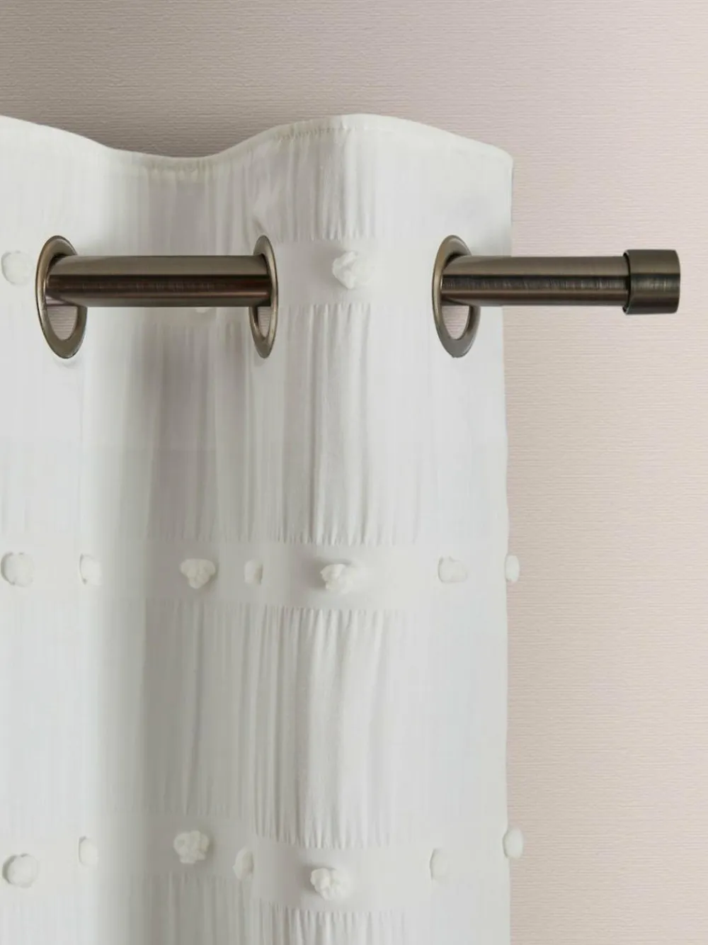 Online Next Bobble Pom Eyelet Blackout Curtains White