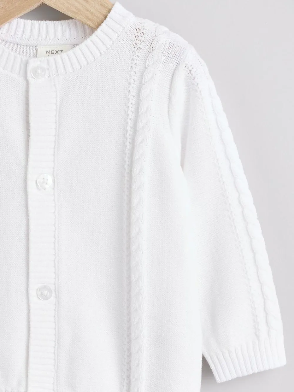 Next White Cable Knitted Baby Cardigan
