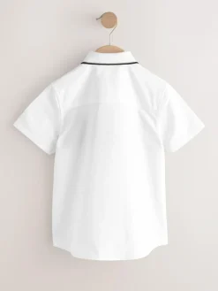 Next White Check Splice Short Sleeve Smart Shirt (3-16yrs)