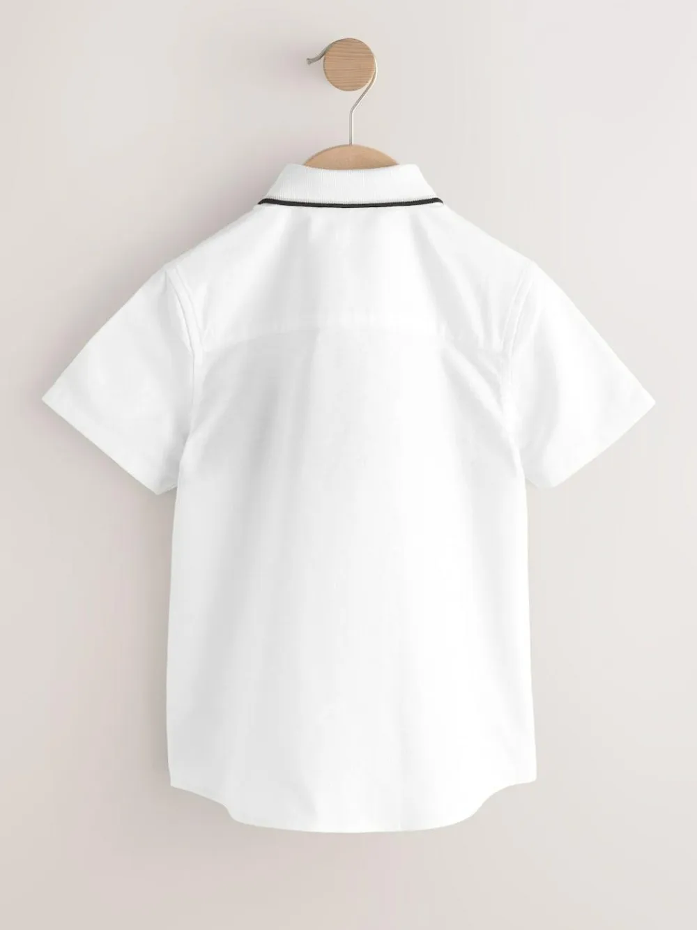 Next White Check Splice Short Sleeve Smart Shirt (3-16yrs)