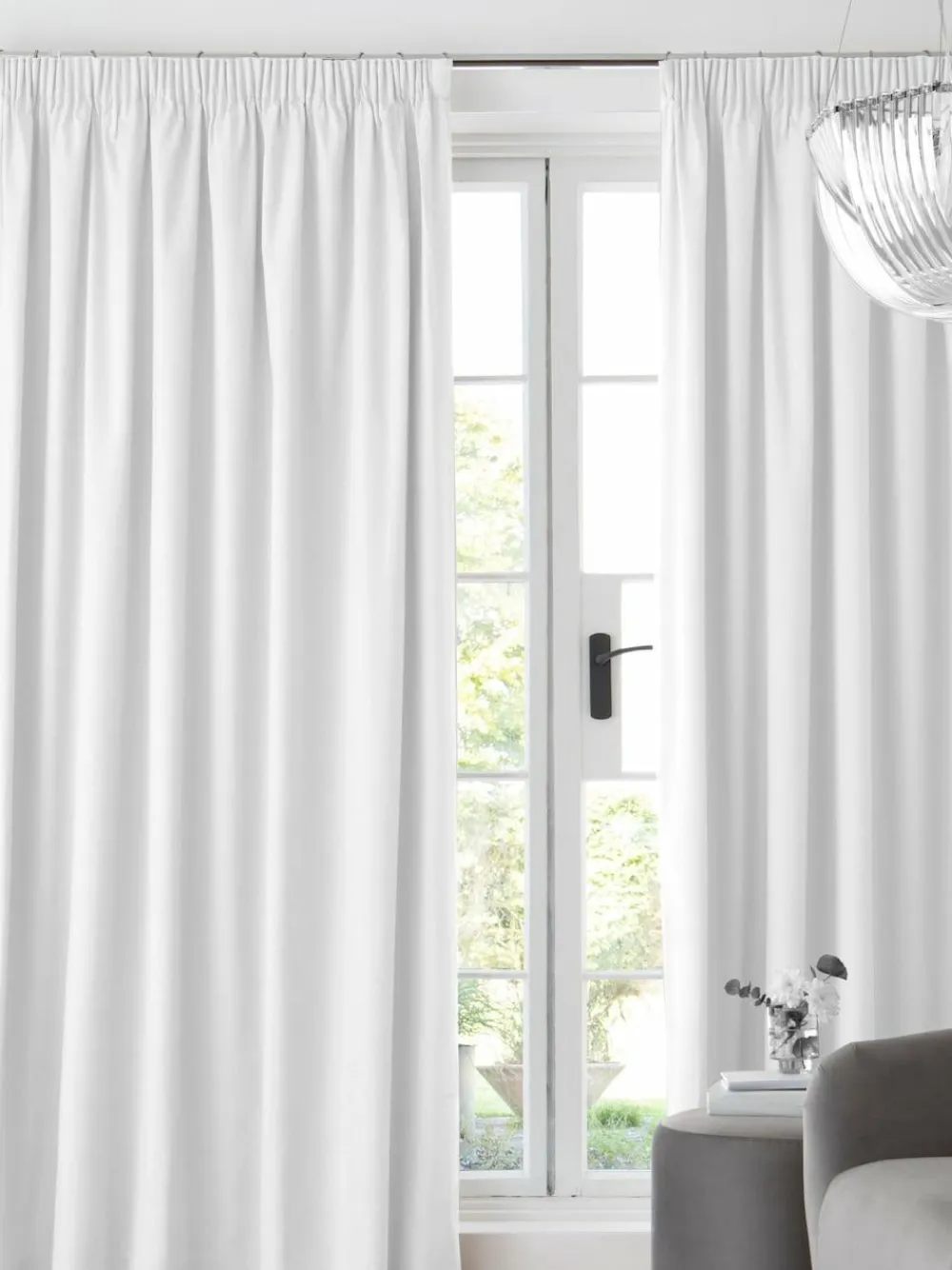Hot Next White Cotton Blackout/Thermal Pencil Pleat Curtains