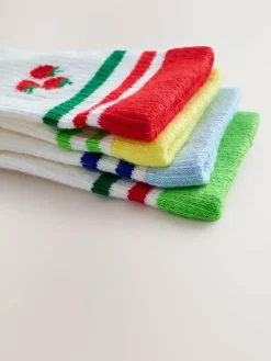 Next White Cotton Rich Ribbed Ankle Socks 4 Pack