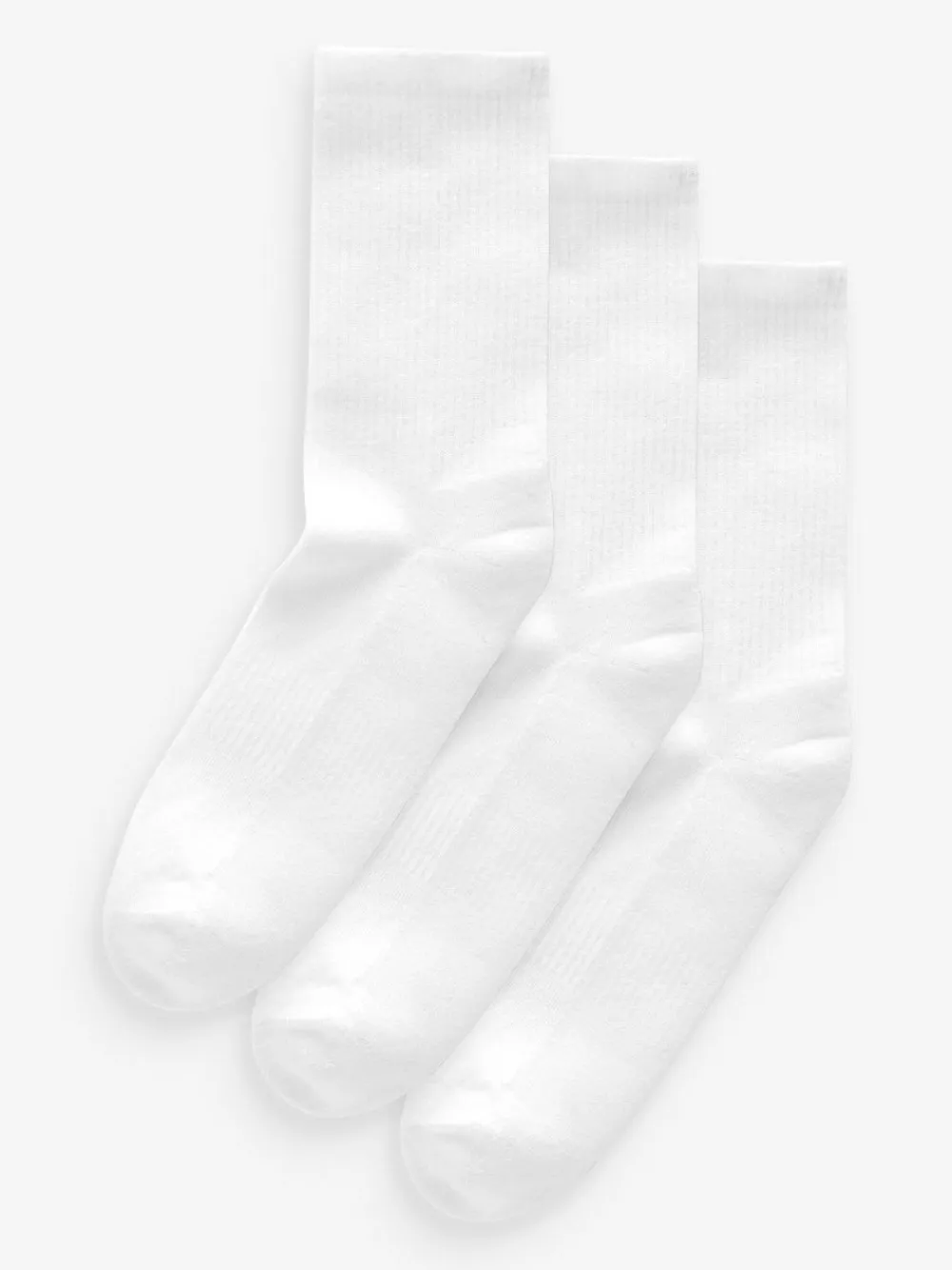 Hot Next White Cushion Sole Ribbed Sport Ankle Socks 3 Pack With Arch Support