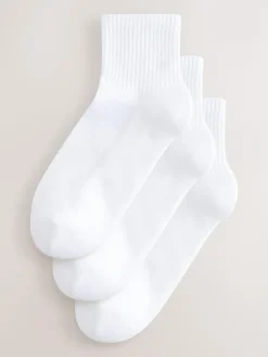 Next Cushion Sole Ribbed Sport Cropped Ankle Socks 3 Pack With Arch Support^Women Socks & Tights|Sportswear