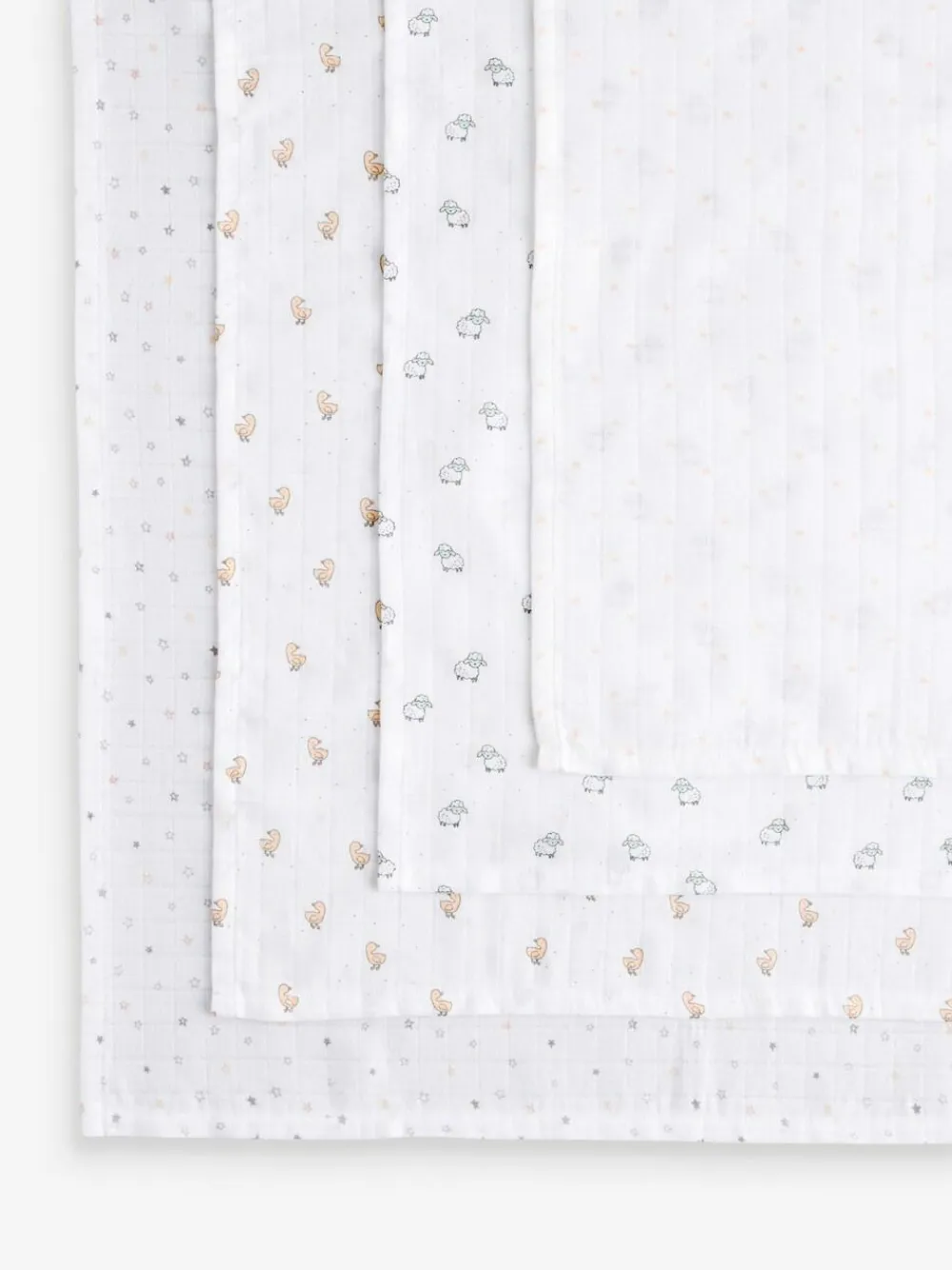 Clearance Next Baby Muslins Cloths 4 Pack White Delicate Animal