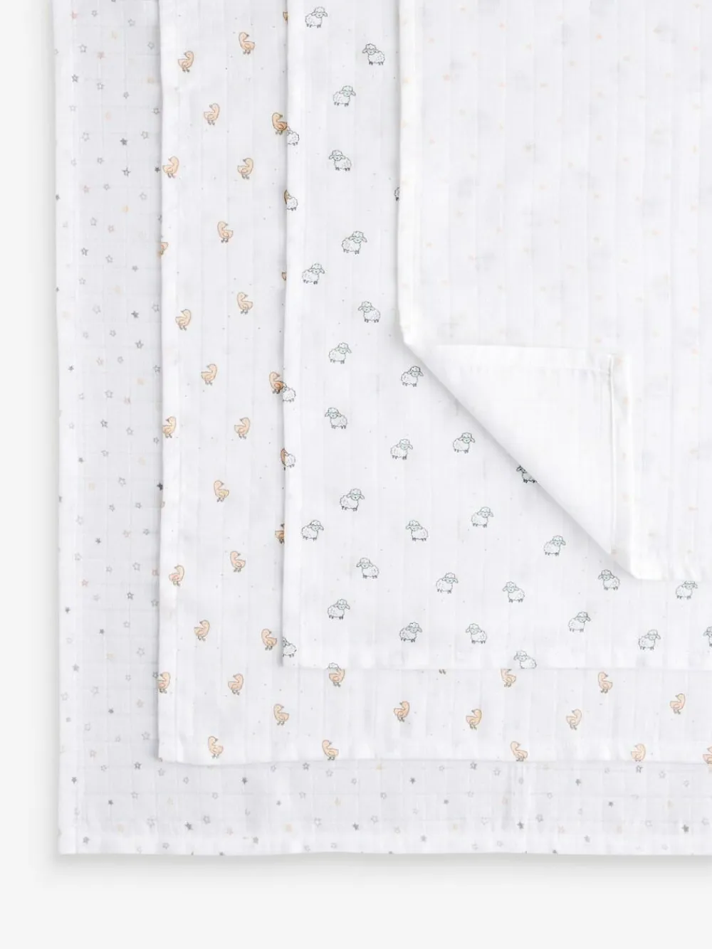 Clearance Next Baby Muslins Cloths 4 Pack White Delicate Animal
