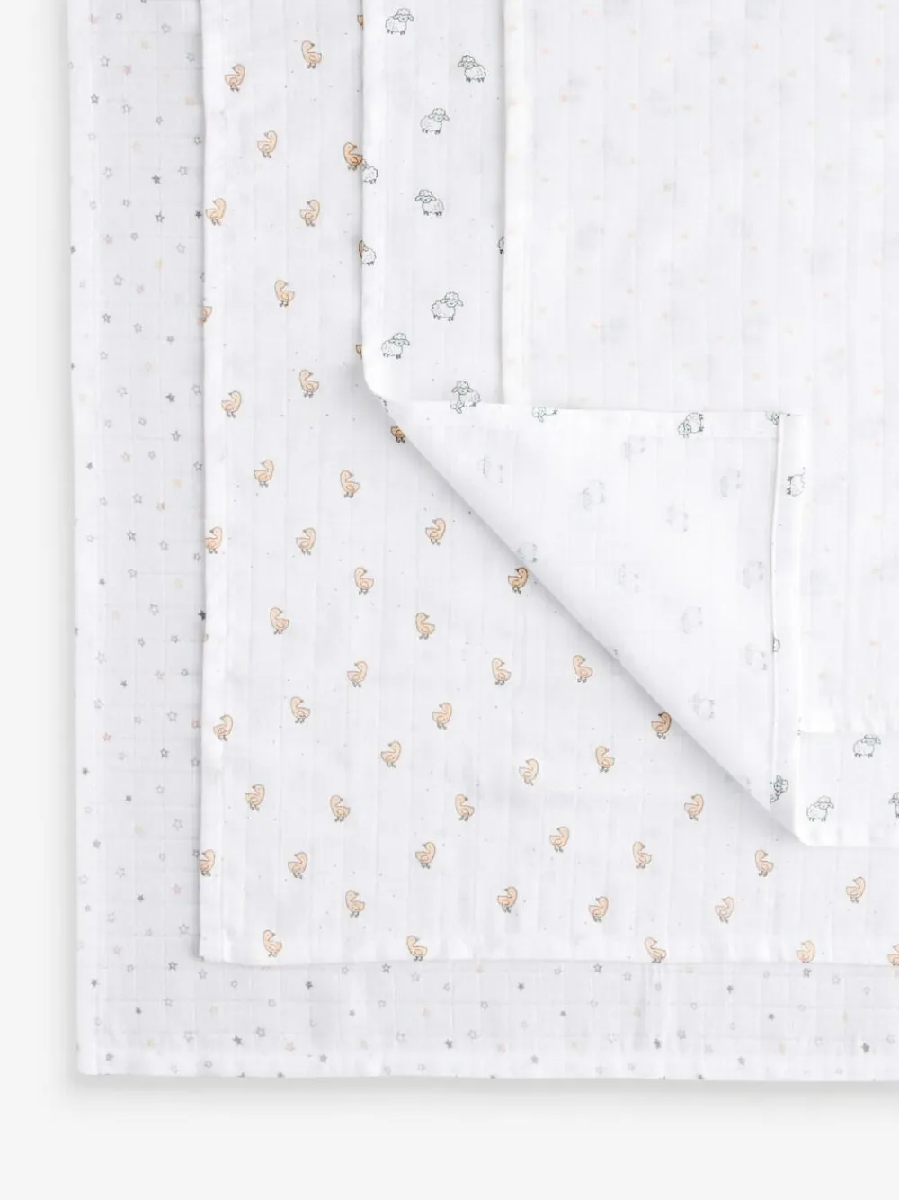 Clearance Next Baby Muslins Cloths 4 Pack White Delicate Animal