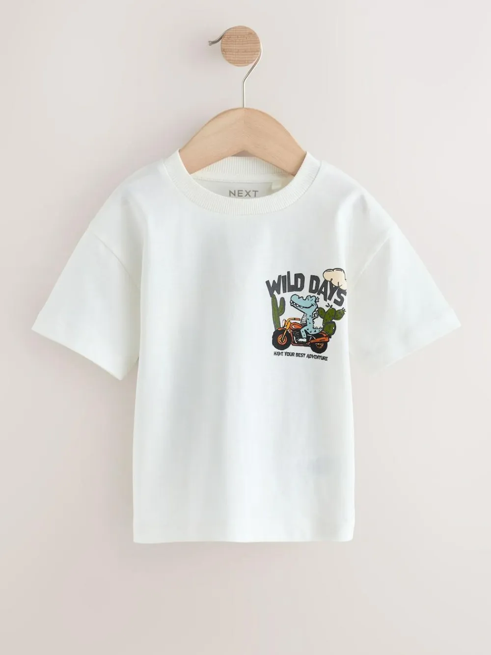 Next White Dinosaur Oversized Short Sleeve Back Print T-Shirt (3mths-7yrs)^BOY Tops|T-Shirts