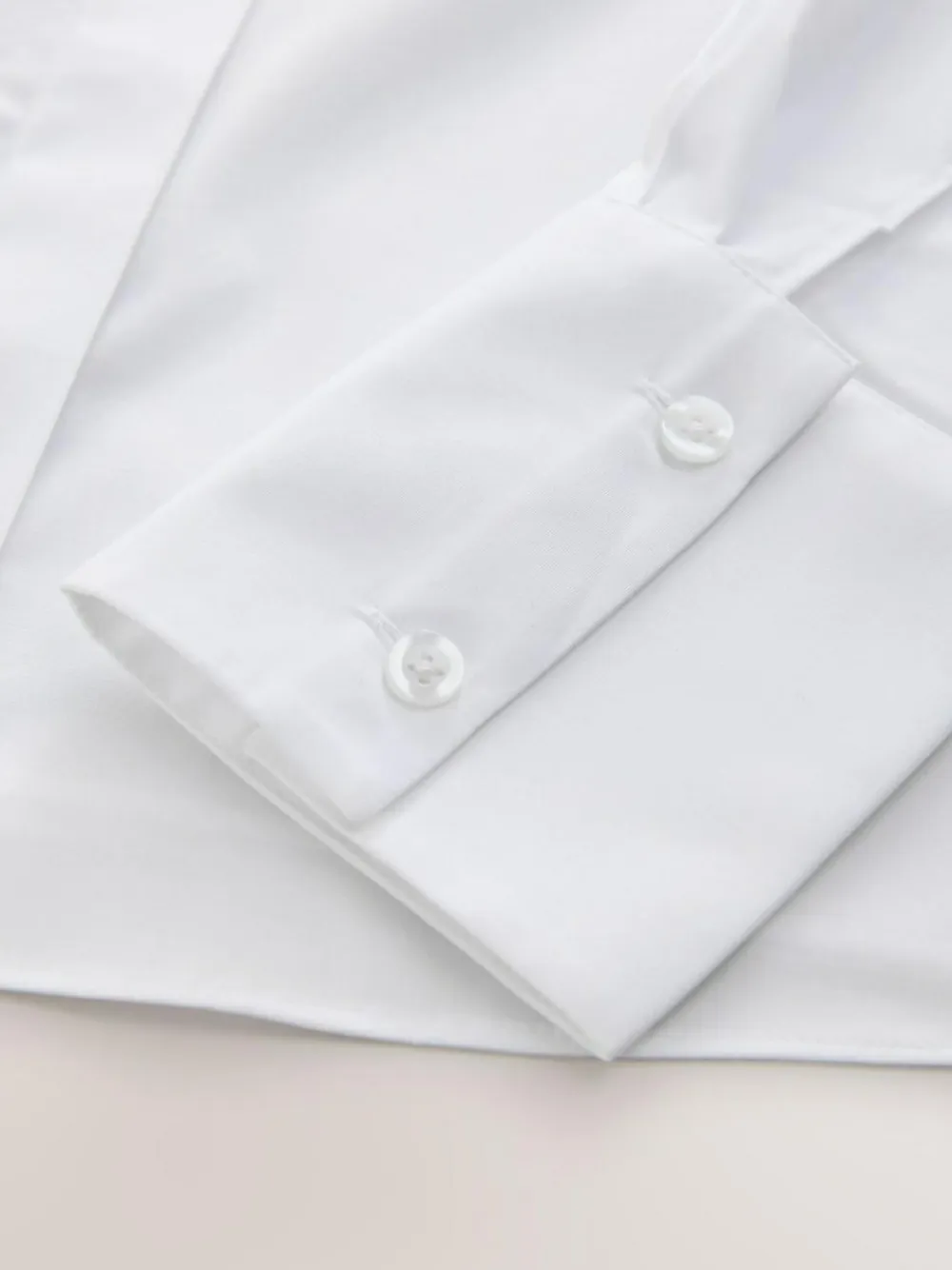 Next Fitted Stretch Essential Long Sleeve Shirts 2 Pack White