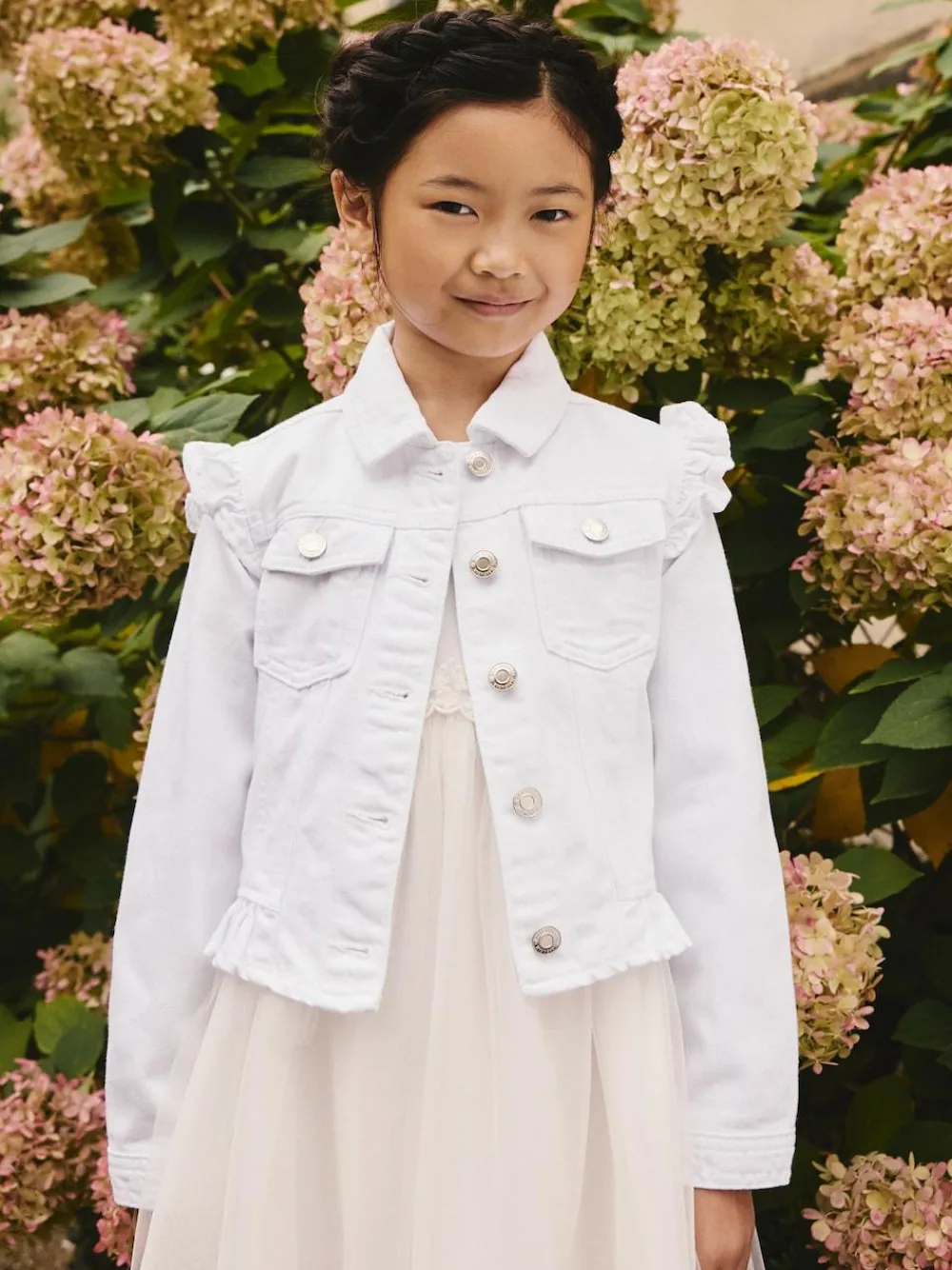 Next Frill Shoulder Denim Jacket (3-16yrs)^ Occasionwear|Jackets & Coats