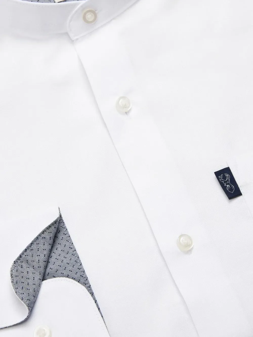 Best Next White Grandad Collar Regular Fit Button Down Easy Iron Oxford Shirt