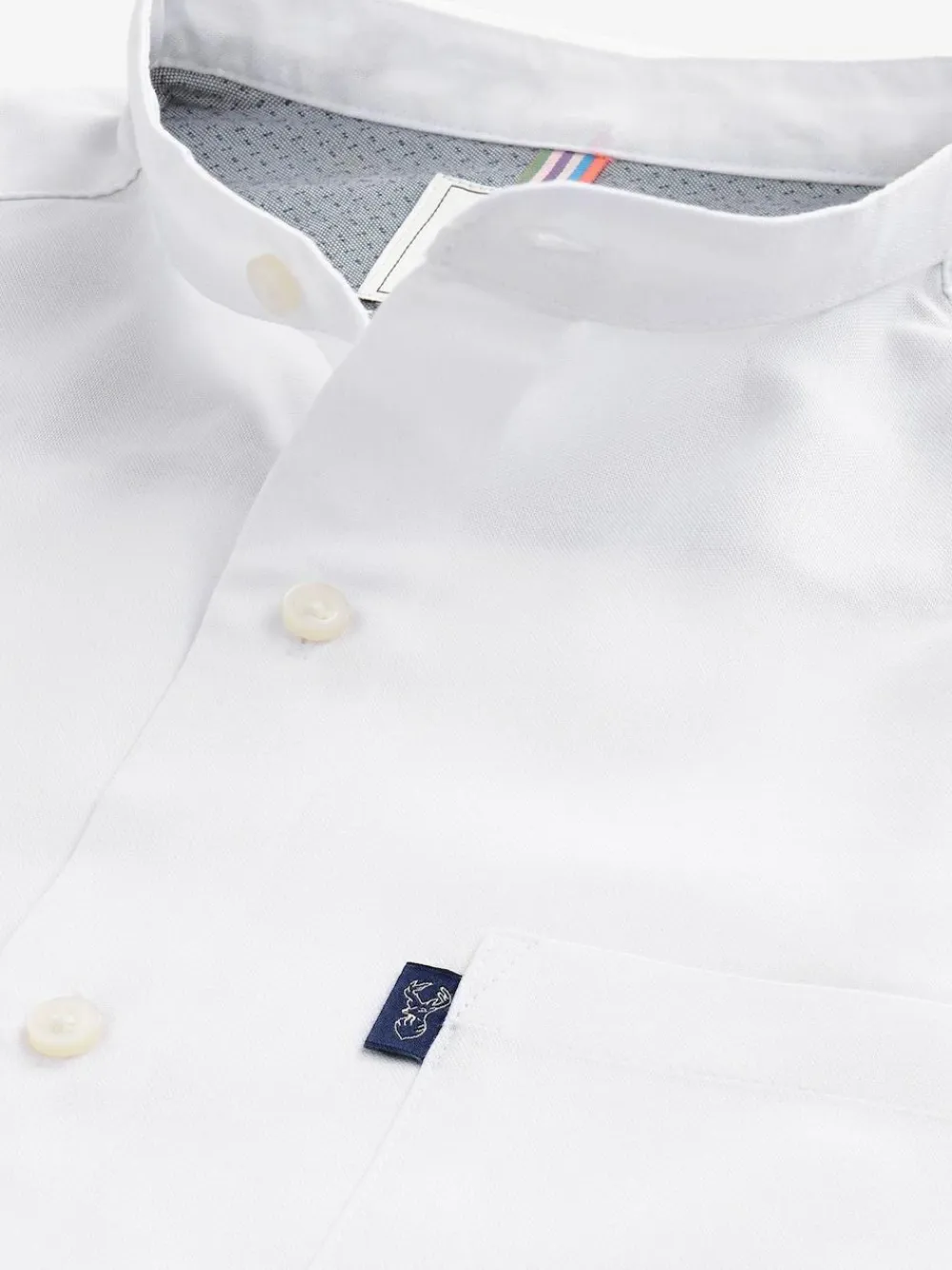Best Next White Grandad Collar Regular Fit Button Down Easy Iron Oxford Shirt