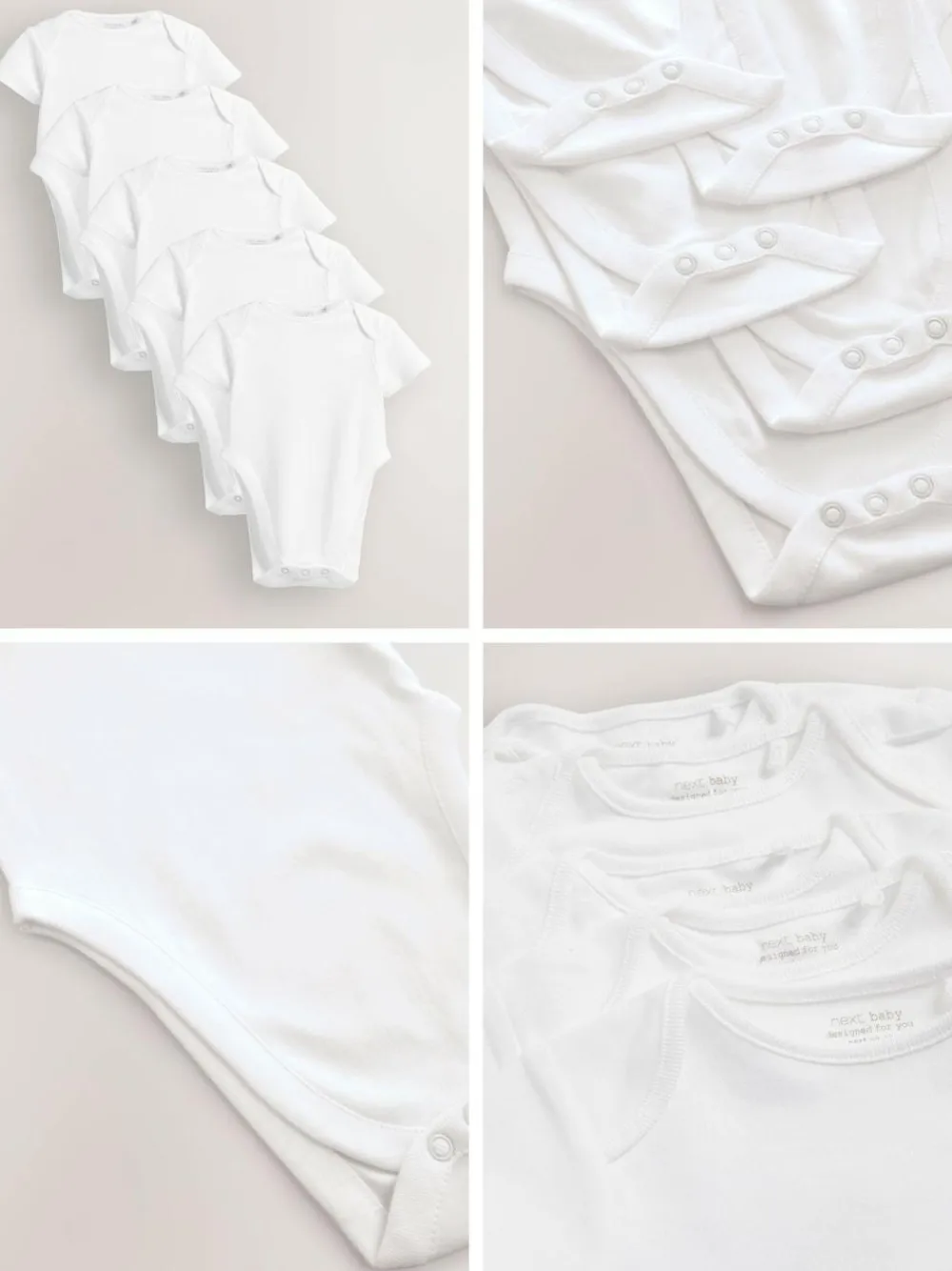 Next White Hip Dysplasia Short Sleeve Bodysuits 5 Pack^BOY Bodysuits & Vests|Vests