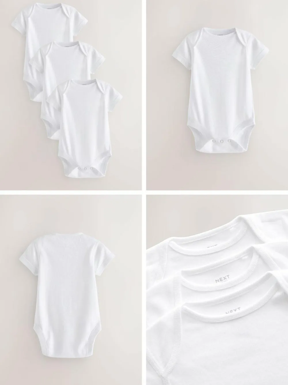 Next White Kind To Skin Baby Bodysuits 3 Pack^BOY Unisex|Bodysuits & Vests
