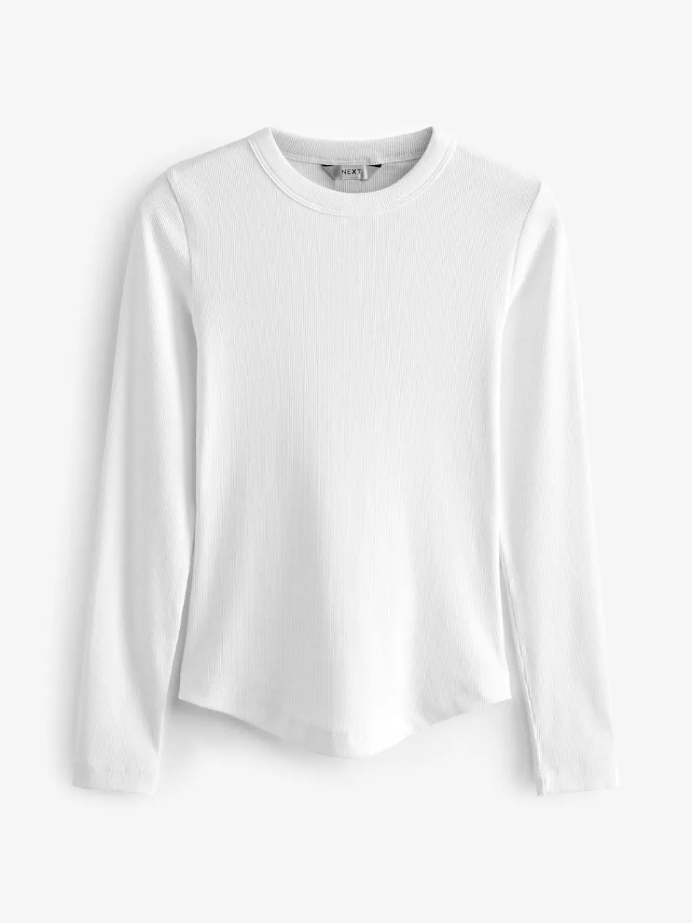 Next White Long Sleeve Ribbed Crew Neck Top^Women Nightwear|Tops & T-Shirts