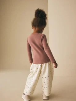 Next Embellished Barrel Trousers (3mths-7yrs) White Mono Spot Bears