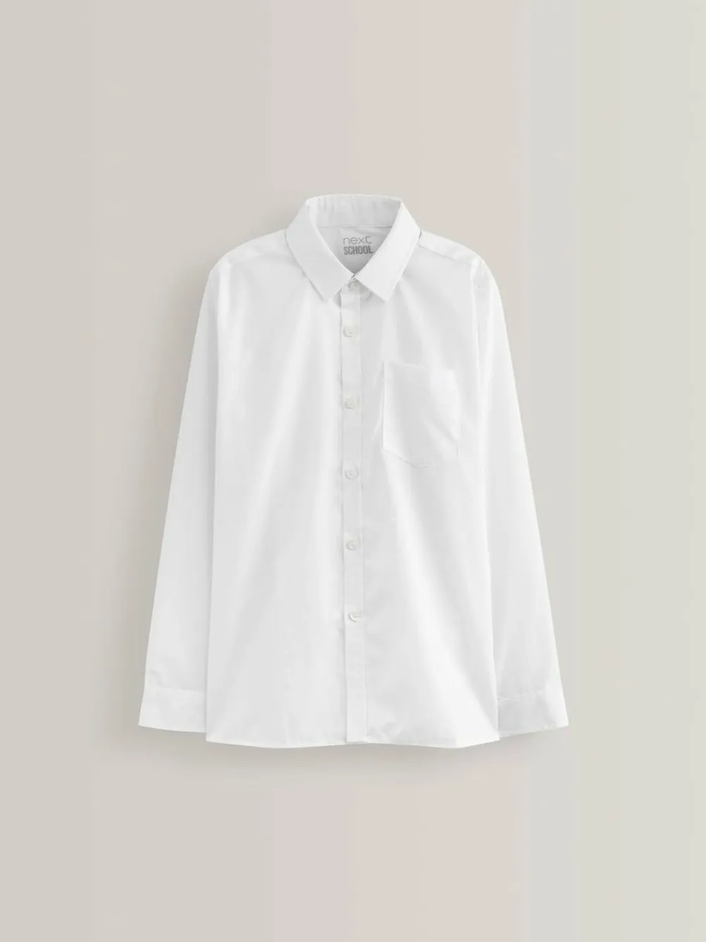 Next White Regular Fit 5 Pack Long Sleeve School Shirts (3-17yrs)^BOY Shirts