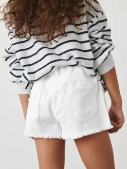 Best Next Regular Length Frayed Edge Denim Shorts (3-16yrs) White