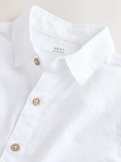Clearance Next Short Sleeve Linen Blend Shirt (3-16yrs) White
