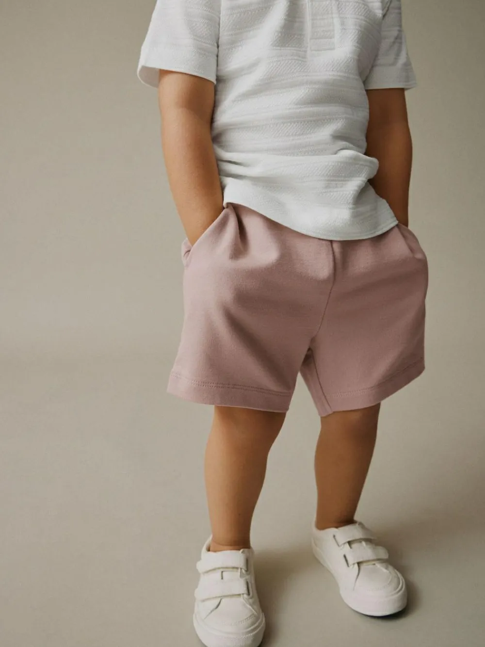 Clearance Next Short Sleeve Textured Polo Shirt and Shorts Set (3mths-7yrs) White