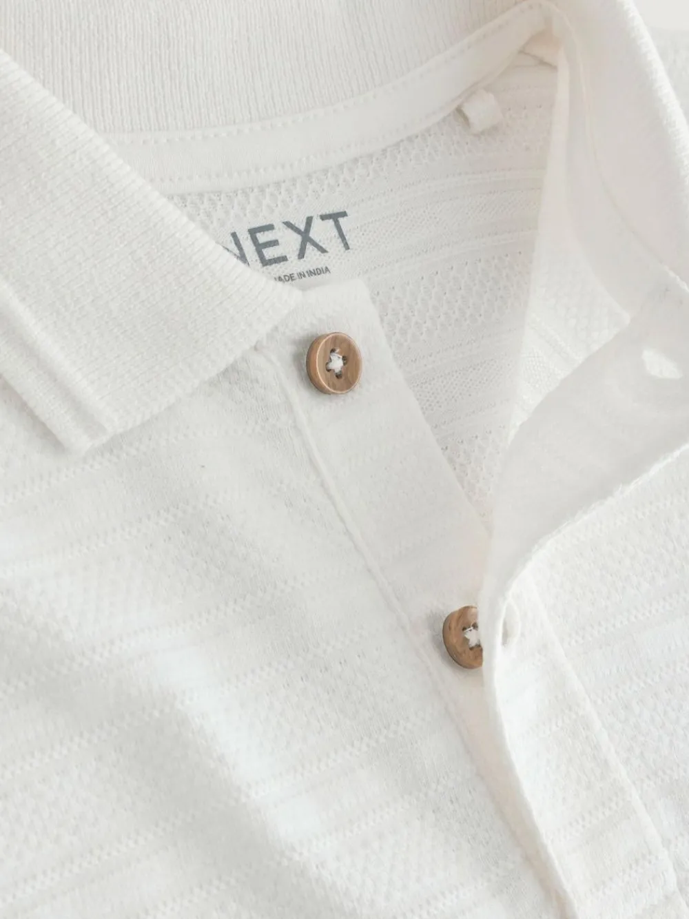 Clearance Next Short Sleeve Textured Polo Shirt and Shorts Set (3mths-7yrs) White