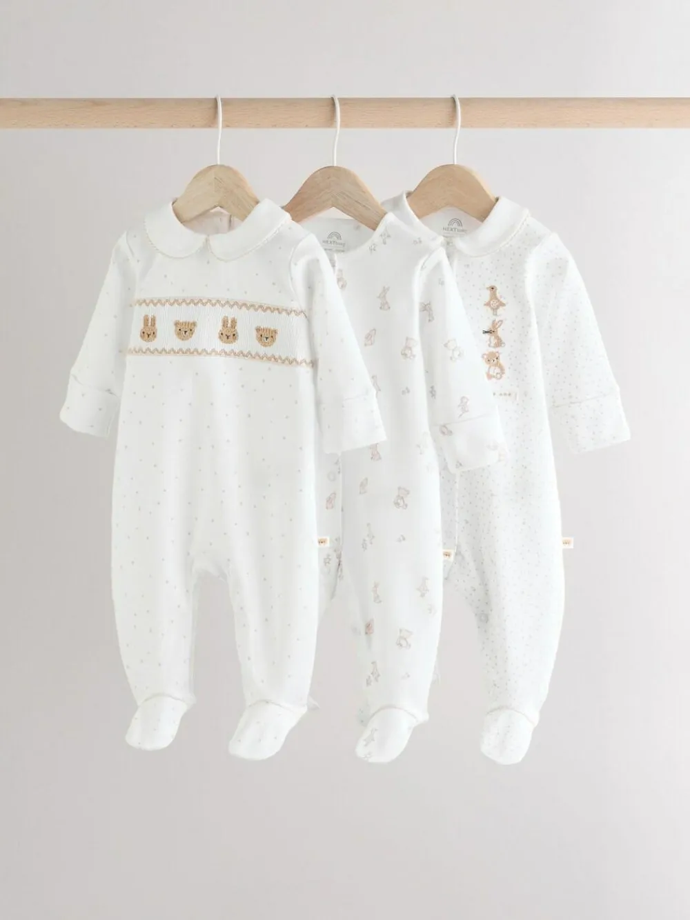 Online Next White Sleepsuits 3 Pack (0-2yrs)
