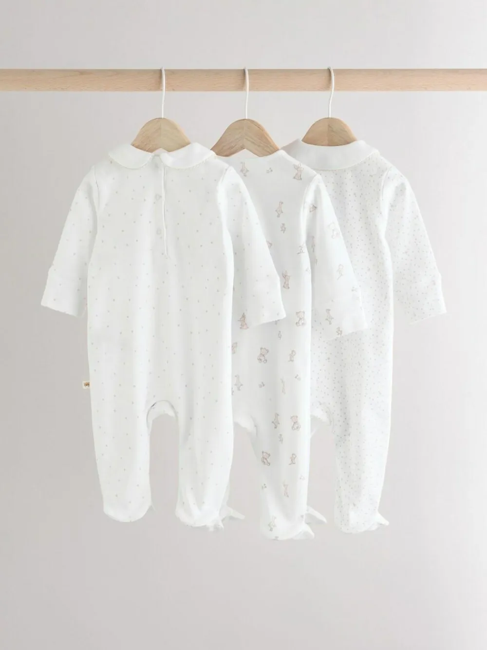 Online Next White Sleepsuits 3 Pack (0-2yrs)