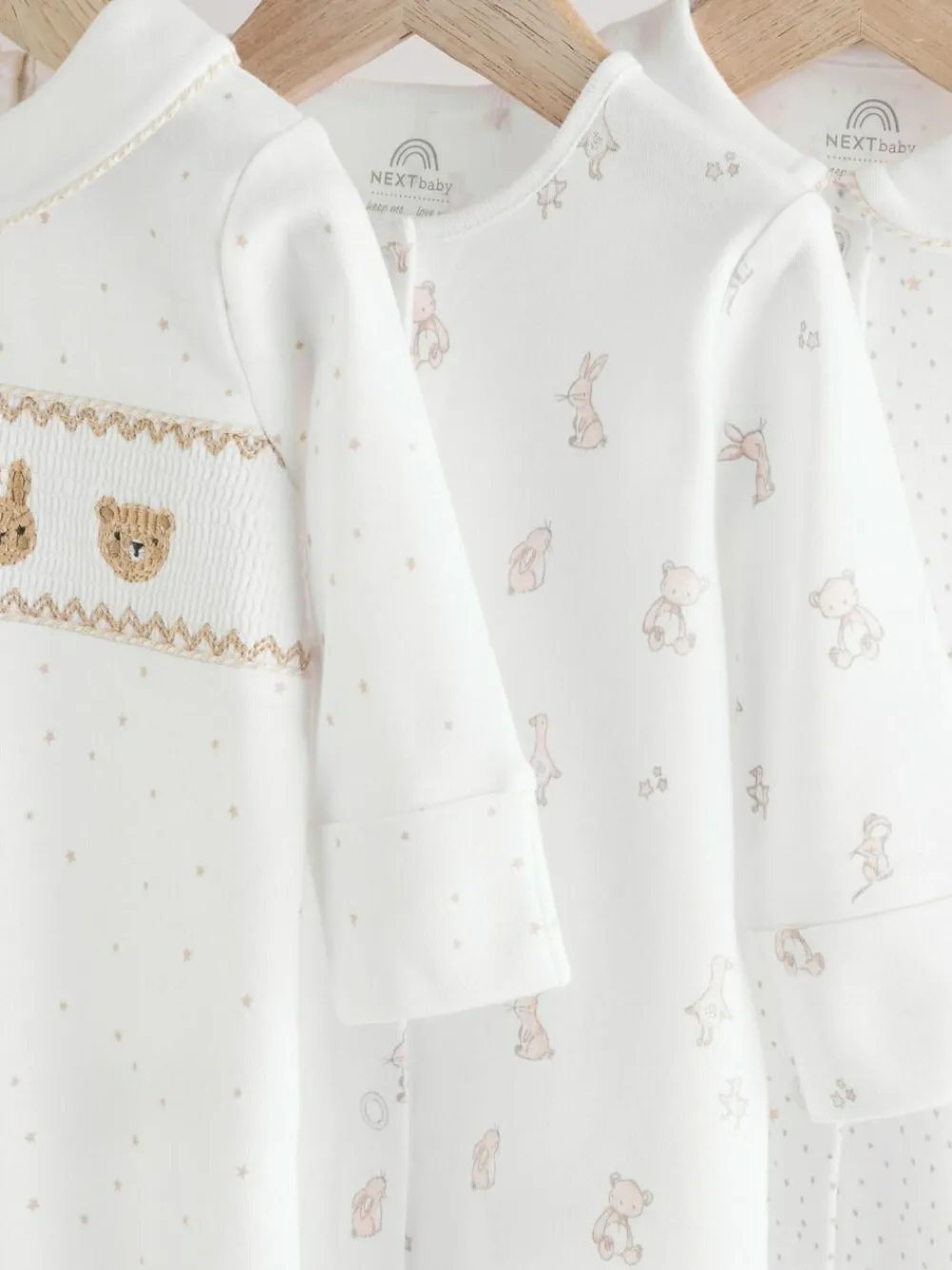 Online Next White Sleepsuits 3 Pack (0-2yrs)