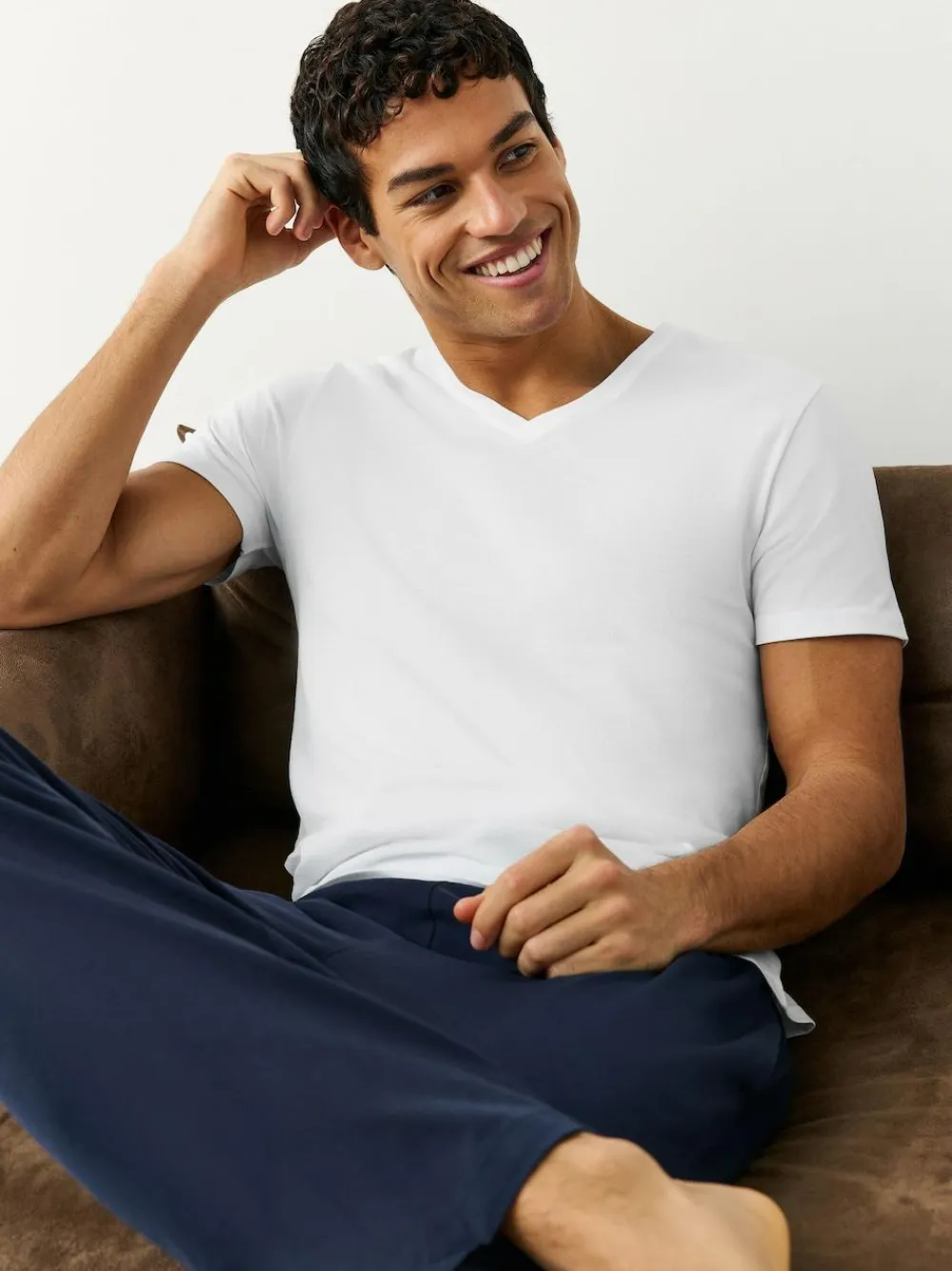 Next White Slim Fit 100% Cotton V-Neck Layering T-Shirts 10 Pack^ Loungewear|Nightwear
