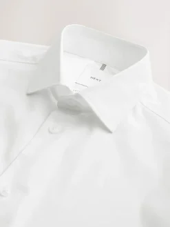 Next White Slim Fit Cotton Stretch Long Sleeve Formal Shirt^ Shirts|Occasionwear