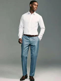 Next Slim Fit Double Cuff Easy Care Textured Smart Shirt White