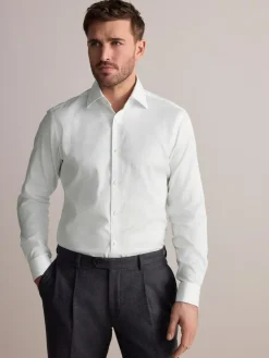Next Slim Fit Signature Premium 100% Cotton Textured Smart Shirt^ Shirts