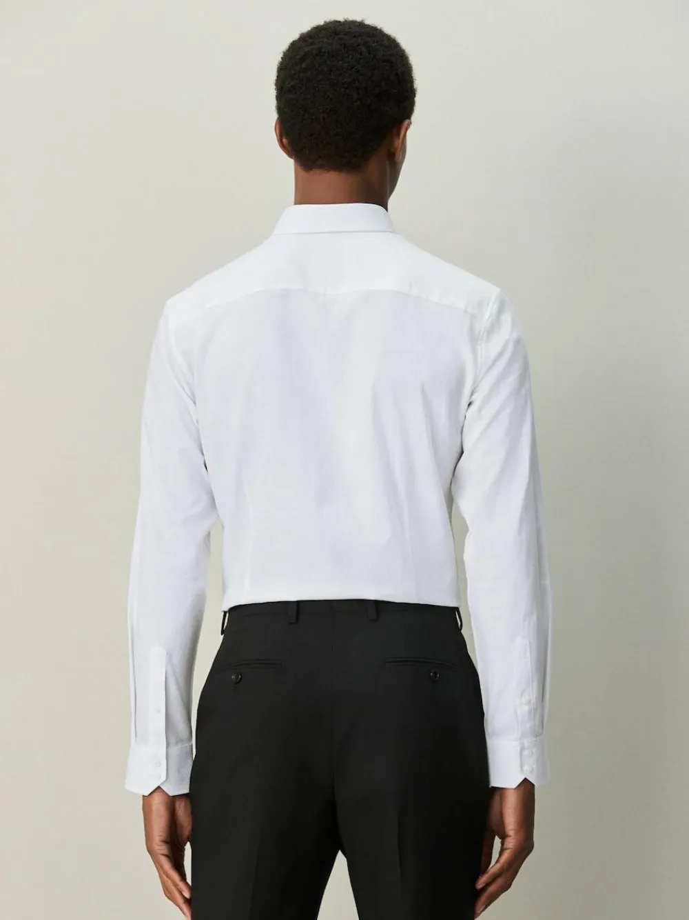 Discount Next Slim Fit Textured Long Sleeve Formal Shirt with Trim White