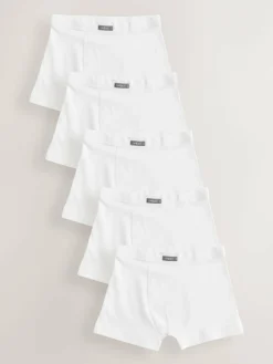 Hot Next Soft Waistband Trunks 5 Pack (1.5-16yrs) White