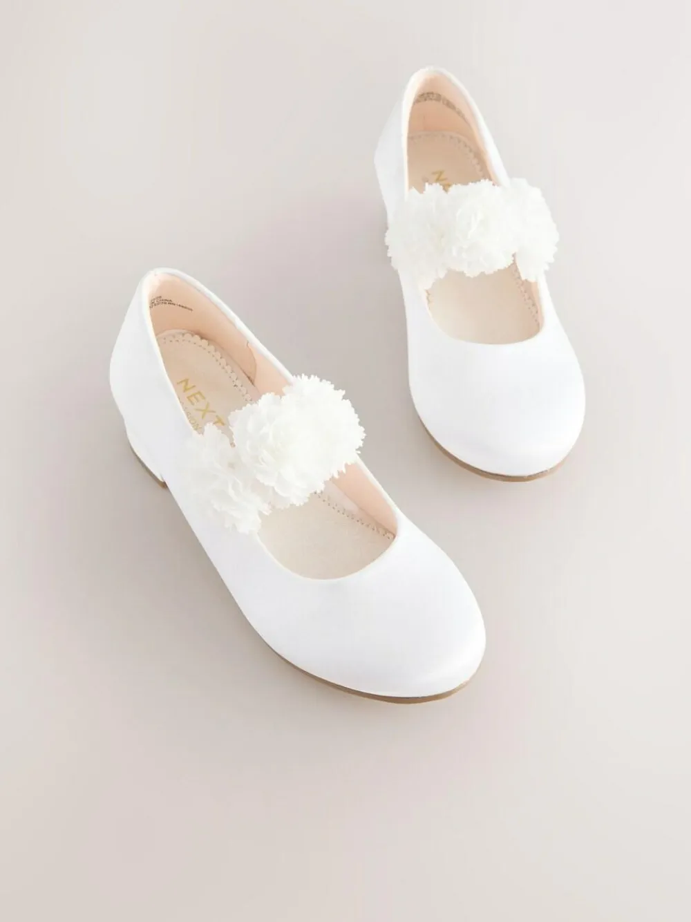 Online Next Standard Fit (F) Occasion Heeled Corsage Shoes White Stain Resistant Satin