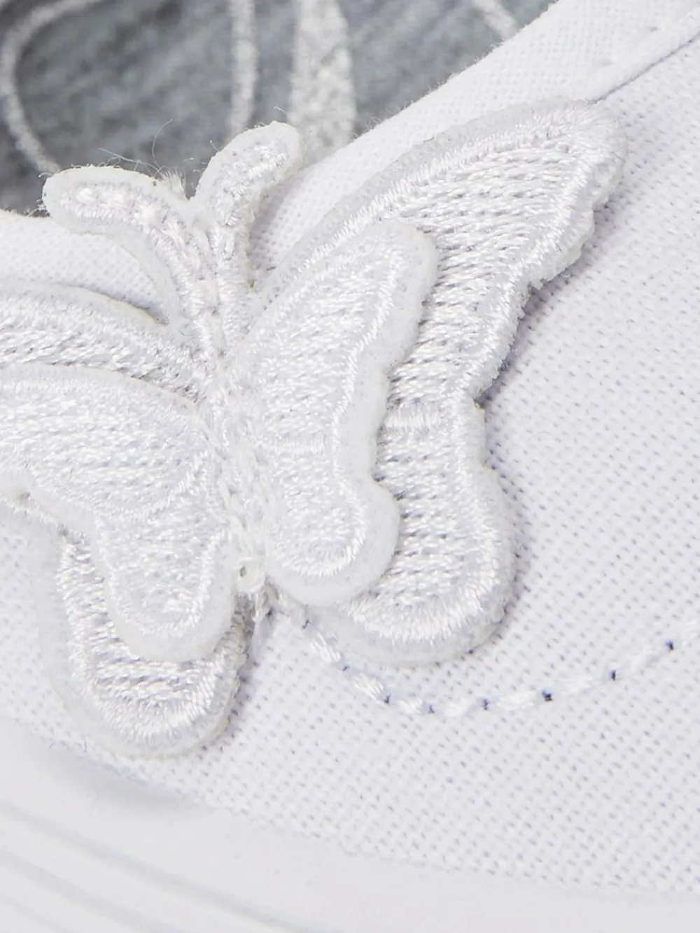 Online Next Standard Fit (F) Butterfly Embroidered School Plimsoll Shoes White