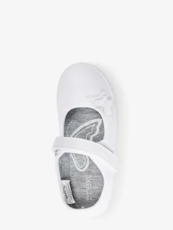 Online Next Standard Fit (F) Butterfly Embroidered School Plimsoll Shoes White