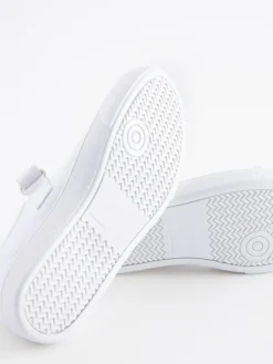 Online Next Standard Fit (F) Butterfly Embroidered School Plimsoll Shoes White