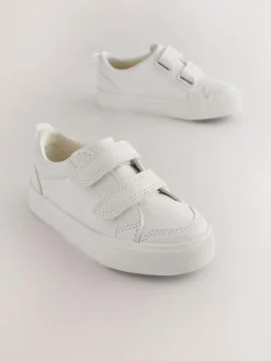 Online Next Standard Fit (F) Two Strap Touch Fastening Trainers White