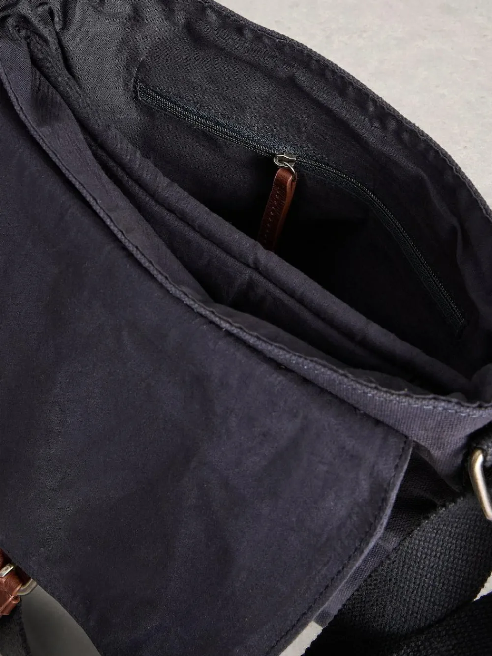 Clearance White Stuff Charlie Canvas Cross-Body Bag Black Chrome