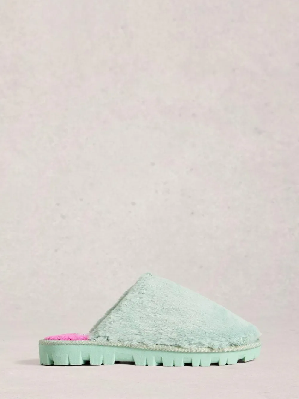 Clearance White Stuff Faux Fur Mule Slippers Green