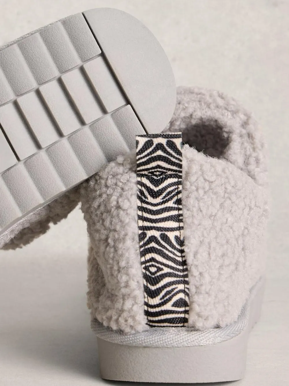 Discount White Stuff Borg Slipper Booties Grey