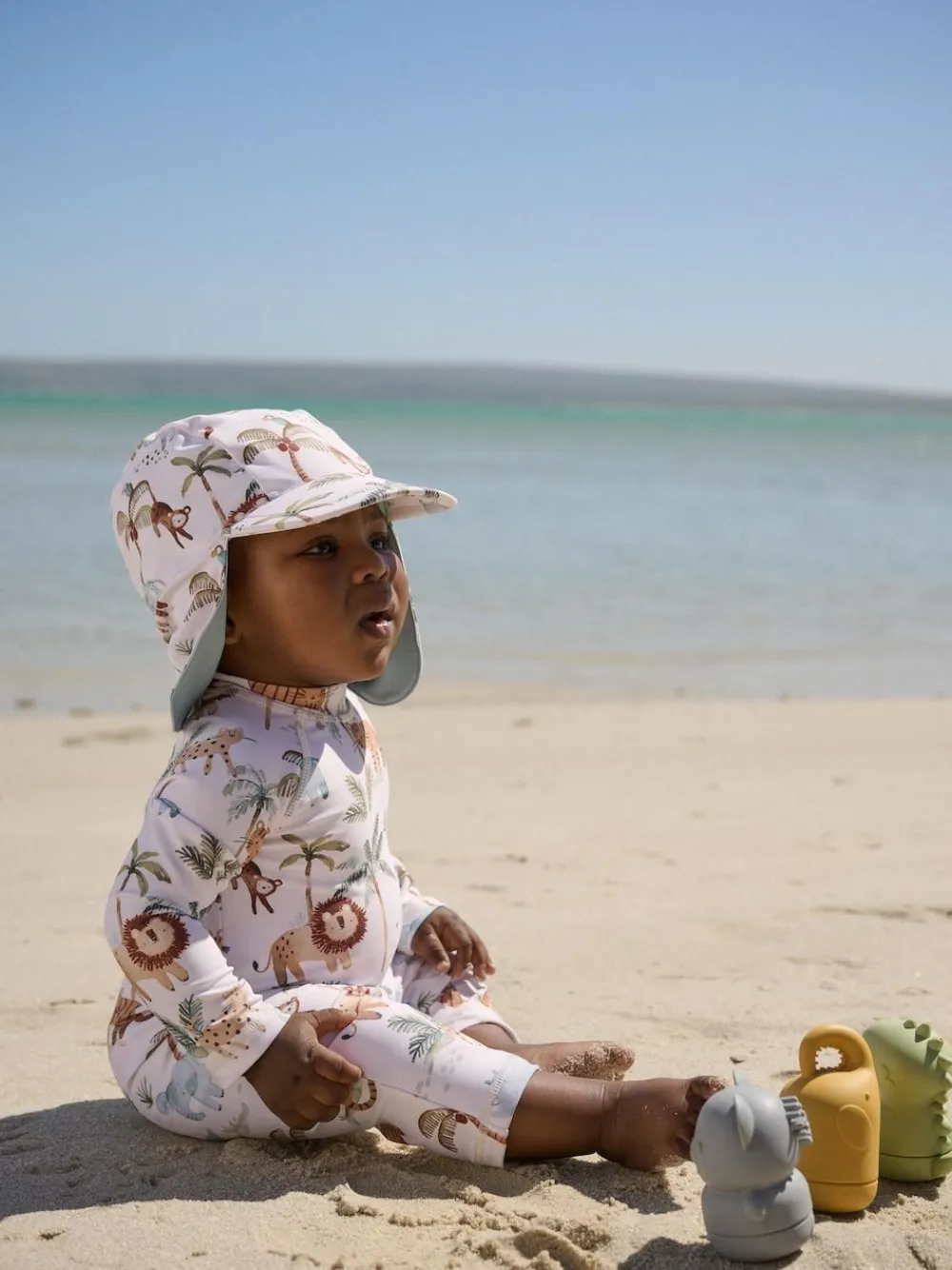 Clearance Next Sunsafe Swimsuit and Hat Set (3mths-7yrs) White