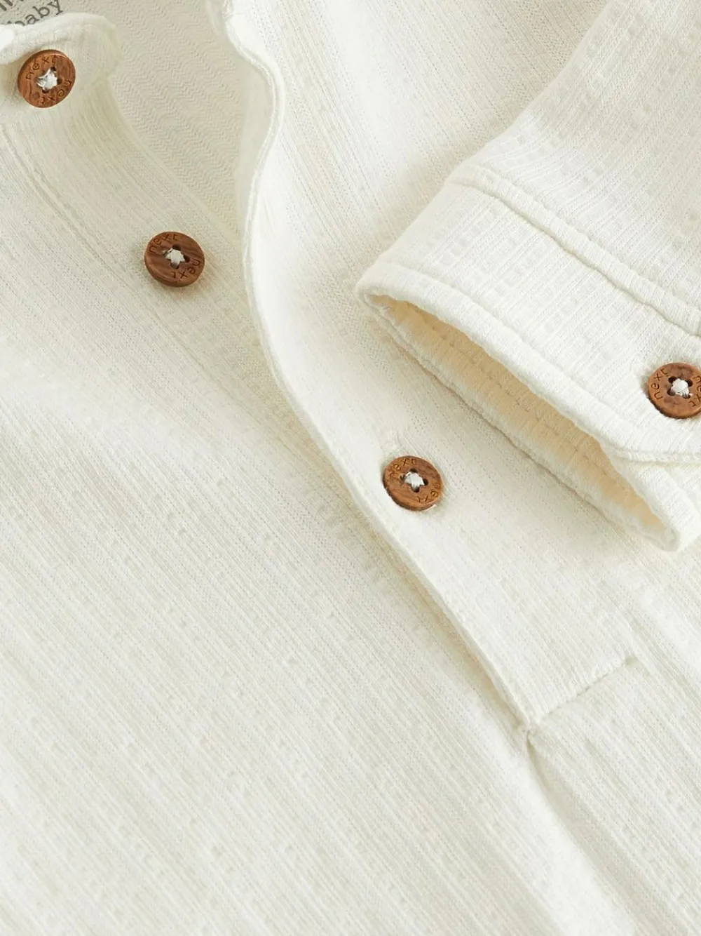 Hot Next White Textured Shirt Baby Bodysuit (0mths-3yrs)
