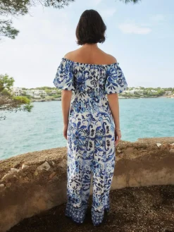 Outlet Next Off the Shoulder Jumpsuit White/Black