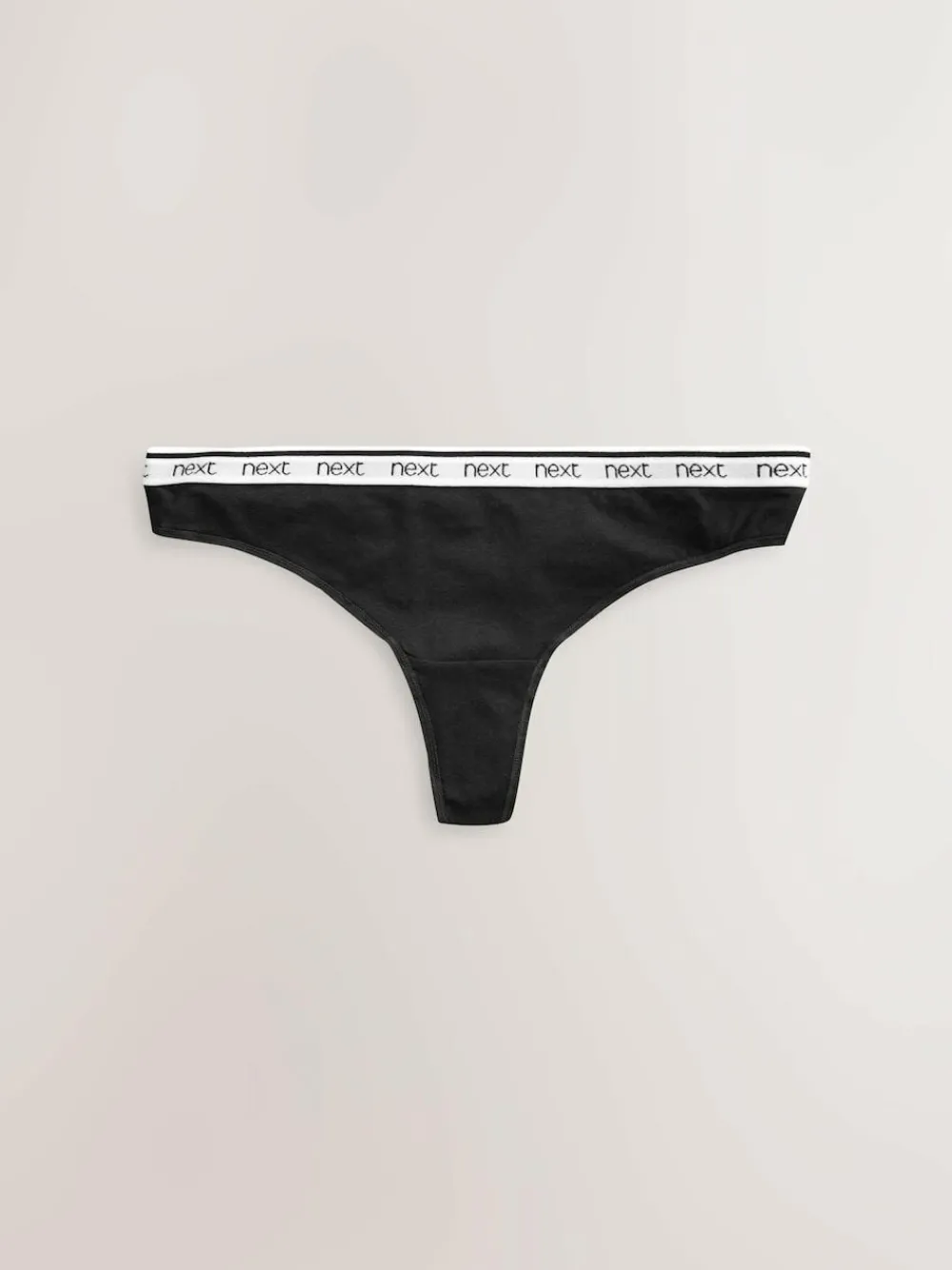 Best Next Thong Cotton Logo Knickers 4 Pack White/Black/Grey