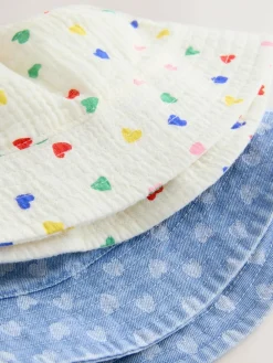 Best Next White/Blue Baby Bucket Hats 2 Pack (0mths-2yrs)
